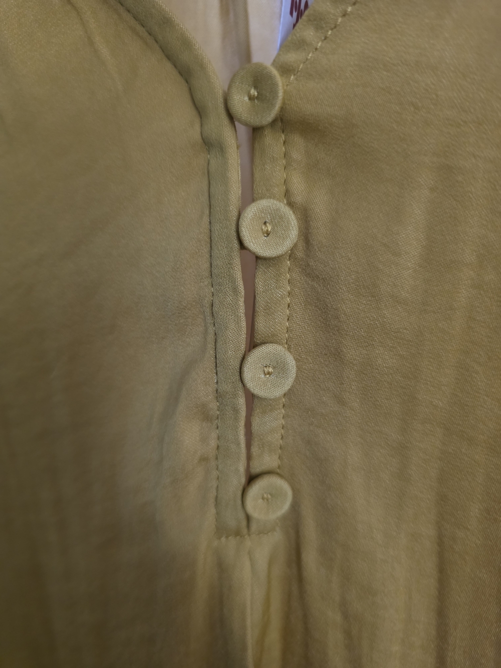 Long Sleeve Silk-Like Flowy Blouse - Mustard - Picture 7 of 8
